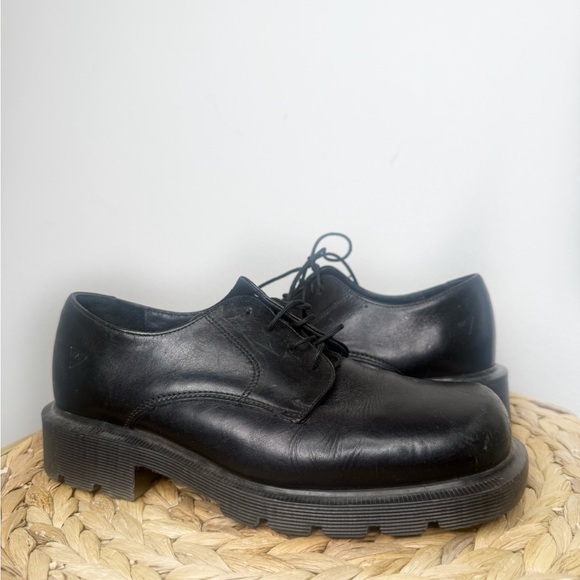 Dr. Martens Lace Up Heels Shoes Black Leather Derby Oxfords 90s ankle boot - Picture 1 of 7